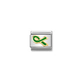 Nomination Composable Classic DAILY LIFE 1 Edelstahl, Email und 18K-Gold (47_Gruene Schleife (seelische Ges)